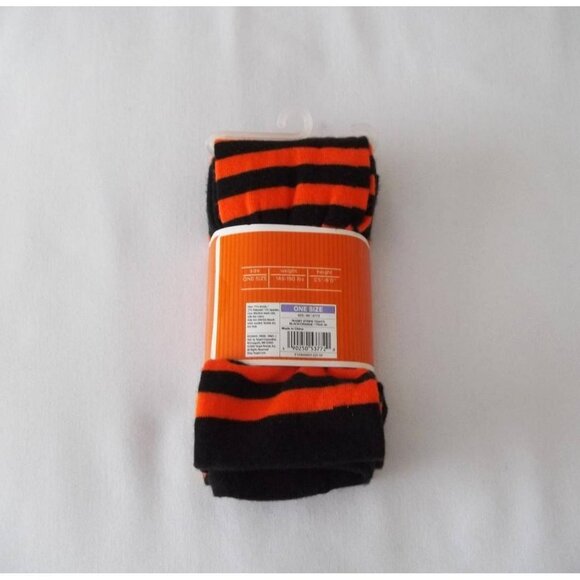 NIP NWT Halloween Black and Orange Striped Acrylic Knit Tights One Size - Picture 3 of 7